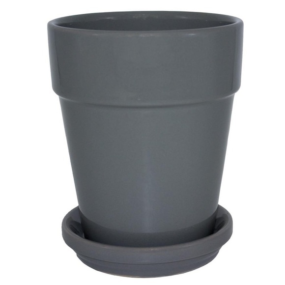 Garden Treasures 4.53-in Gray Ceramic Plant Saucer - Picture 3 of 9